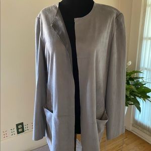 Chico's Double Faced Gray Faux Suede Duster Jacket